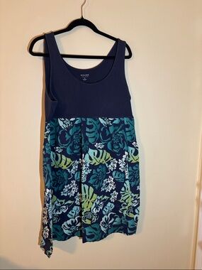 Sonoma Navy Tank Top Dress with Teal & Lime Floral Skirt